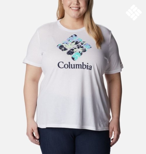 Columbia Bluebird Day Relaxed Crew Neck T-skjorte Dame Hvite | Plus Size 30596G